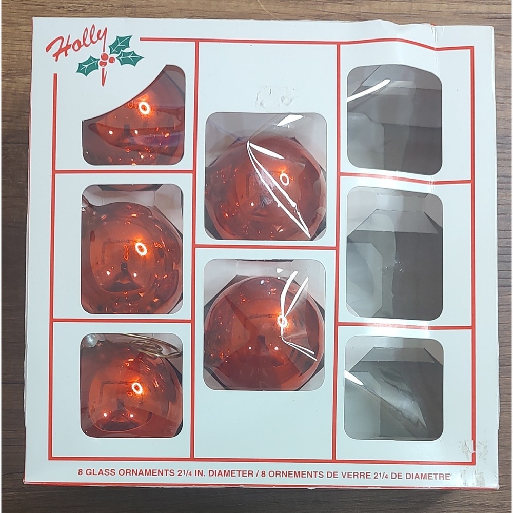 Vintage Holly Decorations Shiny Red 2.25 Inch Mercury Glass Ball Ornaments O29